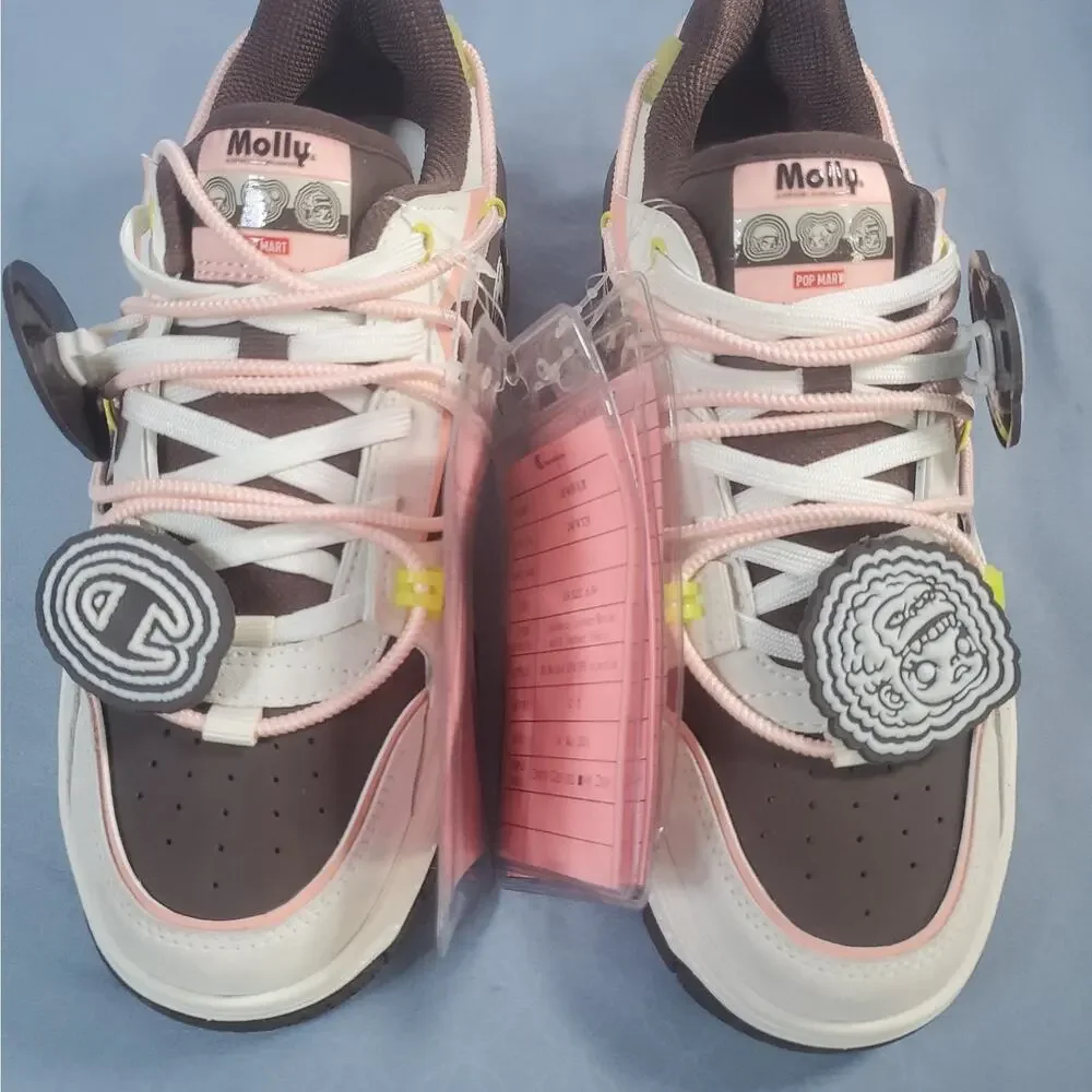 Champion x POP MART Molly Super Champion Sneakers Womens Size 6.5 Pink Brown NEW